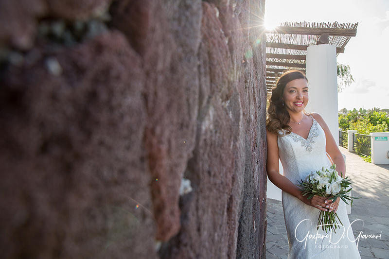 matrimonio a Stromboli: ritratto sposa