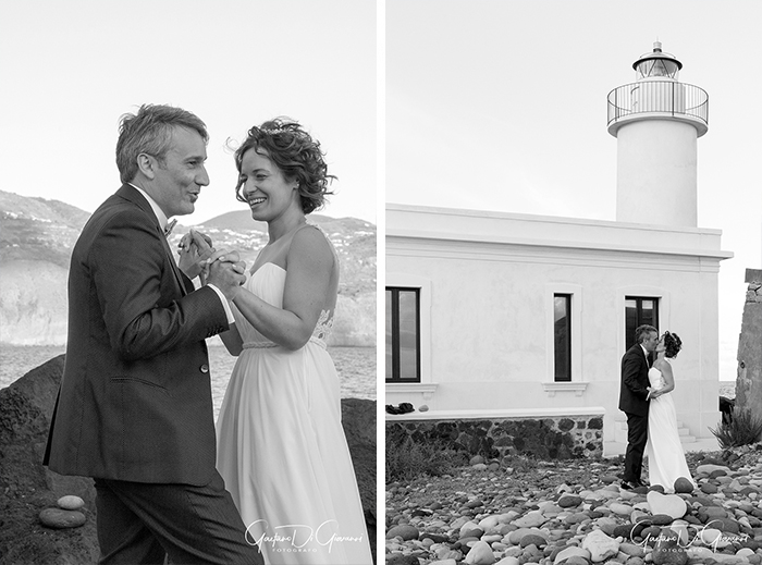 Matrimonio a Salina. lingua, sposi in spiaggia