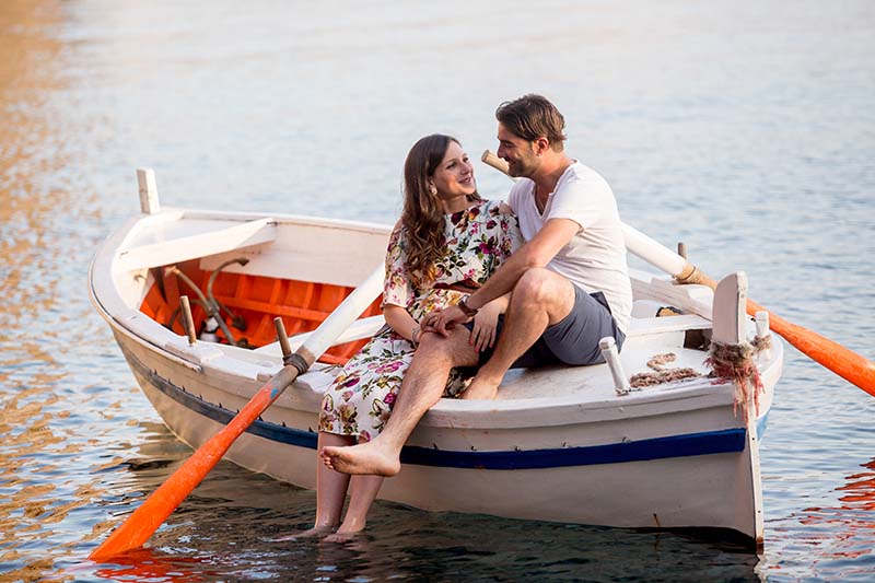 matrimonio a lipari ,sposi in barca